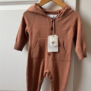 Warm Tan Kids Hooded Bodysuit